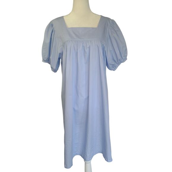 Mi Golondrina Dresses & Skirts - Mi Golondrina Womens Puff Sleeve Cotton Light Blue Dress XL